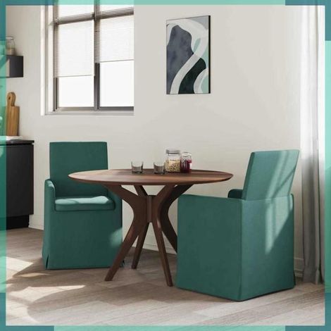Chaise de salle à manger - 42017908 - Lot 2 - Tissu vert foncé - Roulettes (1/5)