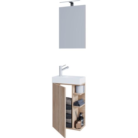 Muebles de baño de lavabo de 2 piezas Lumia Mirror 129x40x22 - VCM