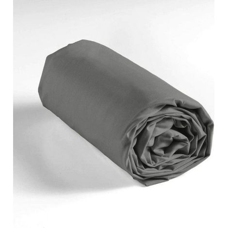 Drap housse - - 90x190 cm - 100% coton - Bonnet 30 cm - Anthracite DRAP HOUSSE (1/5)