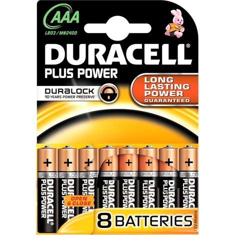 Duracell Plus AAA Battery Triple A Batteries Cell +100% Plus Power Pack of 8 (1/2)