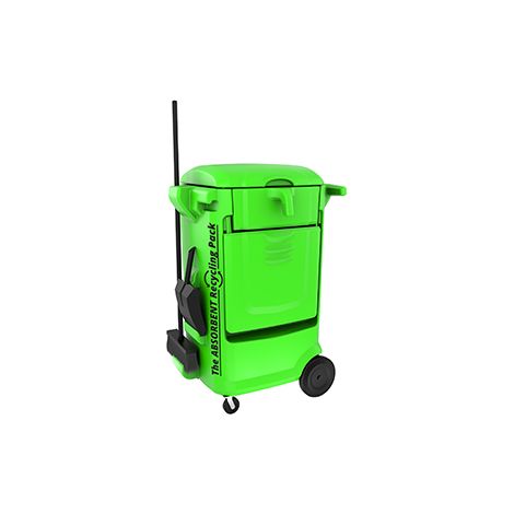Chariot De Stockage Et De Recyclage D'absorbant Tout-en-un. Stocke, Distribue Et Recycle. Fournis Avec Balais Et Pelle De Ramass