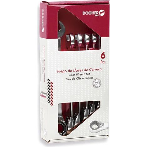 Boîte avec 6 clés à anneau à cliquet réversible  DOGHER 457-036