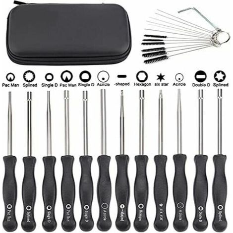 Lot de 12 tournevis pour ajuster les carburateurs des petits moteurs Echo et STIHL, avec brosse et kit d'outils de nettoyage. (1/4)