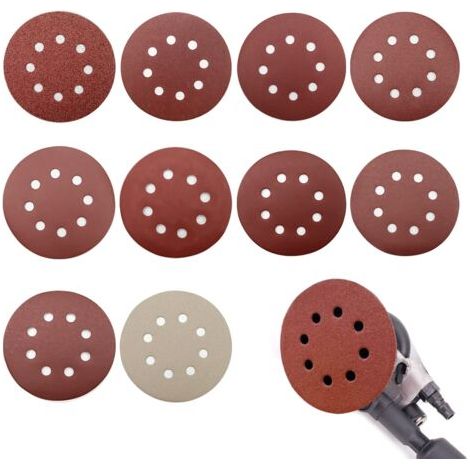 100 Stück Schleifscheiben, 125 mm Schleifscheiben, Körnung 80/180/240/400/800/1000/1200/1500/2000/3000, für Exzenterschleifer, ideal zum Schleifen, Polieren, Entrosten (8 Löcher) (1/5)