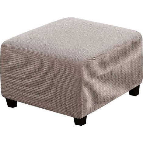 Housse de futon carrée, protection de meuble, avec bande élastique en bas, en tissu jacquard extensible à petits carrés (kaki). (1/5)