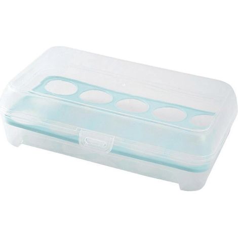 Plateau à œufs, porte-œufs grande capacité, boîte de rangement pratique avec couvercle, support à œufs, plat à œufs pour la cuisine, la maison, le garde-manger et les outils de magasinage-Blue (1/5)
