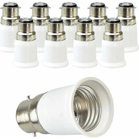 10 pezzi, materiale PBT bianco resistente alle alte temperature, adattatore da baionetta B22 a presa a vite E27 (1/4)