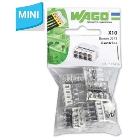WAGO S2273 10 MINI MORSETTI A COLLEGAMENTO RAPIDO 8 INGRESSI PER FILO RIGIDO - 2273-208 WAG268348
