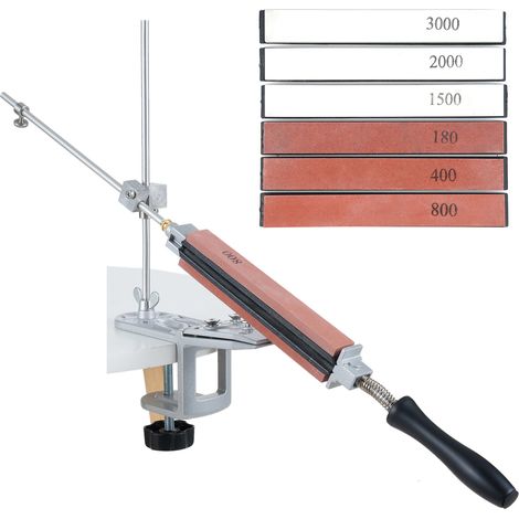 Ortviai Aiguisoir Professionnel pour Couteaux de Cuisine avec 6 Pierres à Aiguiser, Pivot 360° et Pince Réversible, Modèle RH-07 (1/5)