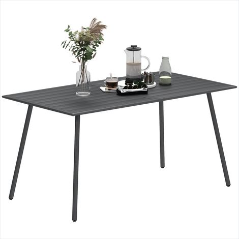 Table de jardin à manger en gris pour 6 personnes 150 x 80 x 74 (1/5)