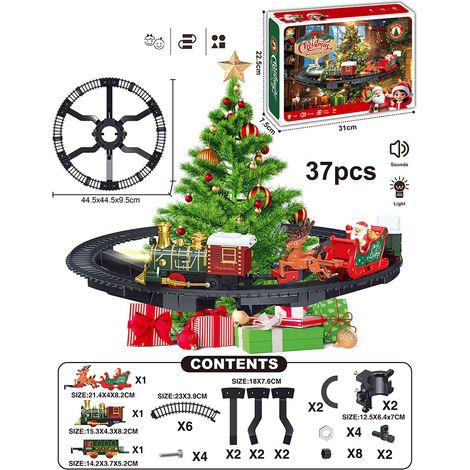 Treno di Natale Elettrico Retro – 37 Pezzi con Binari Sospesi, Luci e Musica – Decorazione Festiva Elegante per Albero e Interni (1/5)