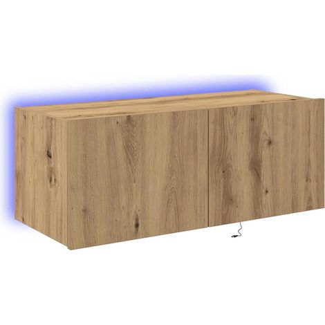 Meuble TV mural moderne 80 x 35 x 31 cm pratique et élégant en bois d'ingénierie chêne artisanal