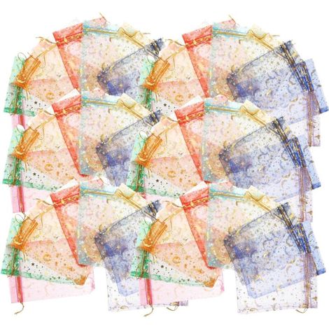 100 Stamped Aluminum Foil Organza Jewelry Pouches, Drawstring Candy Bags, Jewelry Storage Pouches, Organza Storage Pouches, Jewelry Pouches (1/5)