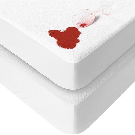 Lot de 2 protège-matelas imperméables en coton éponge pour berceau bébé, respirants, blancs (1/3)