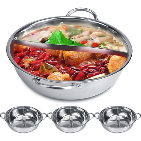 Hot Pot Topf Edelstahl 32cm Doppelseitig mit Trennwand (1/5)
