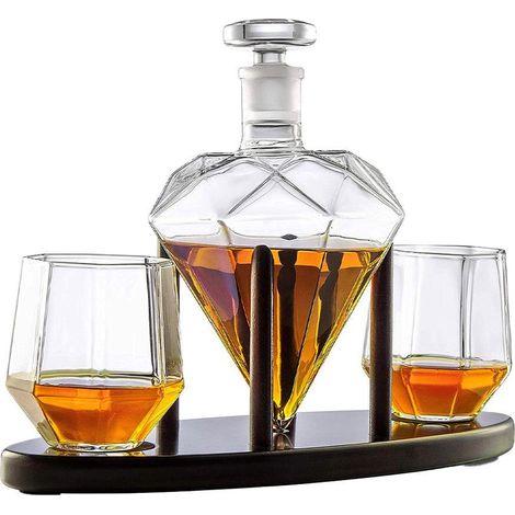 Northix Jarra Diamante Transparente con Vasos y Bandeja