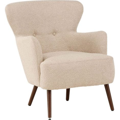 Fauteuil Design Bouclette "Lincoln" 85cm Beige (1/5)