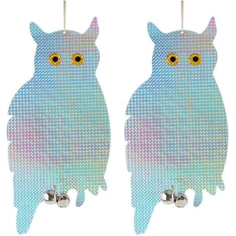 Répulsif Pigeon, 2 PCS Faux Hibou Réfléchissant Oiseau Effaroucheur Répulsif Dispositif, Hanging Oiseau Hibou Holographique Réfléchissant Dissuasif Effrayant Oiseau Répulsif Dispositif (1/5)