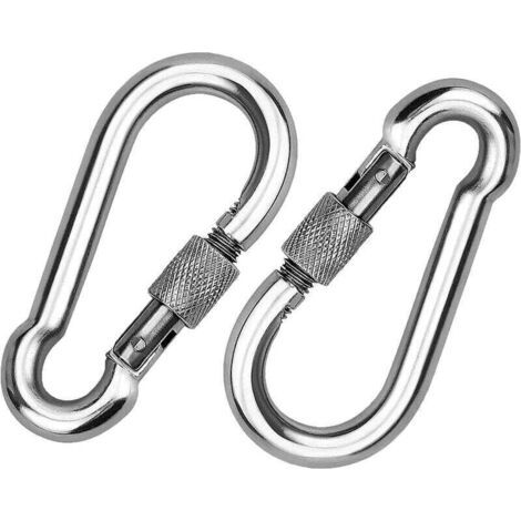 moschettoni in acciaio inox 304, moschettone a vite in acciaio inox, moschettone in acciaio inox, per fissare corde, catene, cinture, cavi