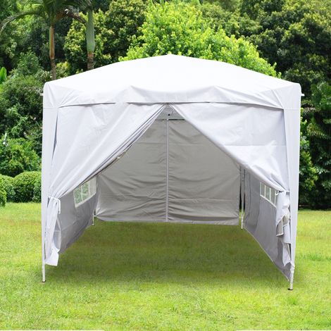 2x2m Garden Pop Up Gazebo Party Marquee Outdoor Tent with 4 Leg Weights White (1/5)