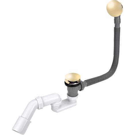 Siphon de baignoire clic-clac – Tuyau de trop-plein flexible – Embouts dorés – Pour installations haut de gamme – Tycner