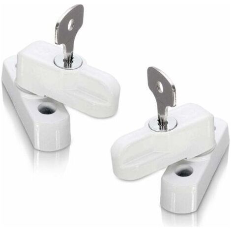 Bloqueurs de porte et fenêtre PVC à guillotine – Lot de 2 – Verrouillage sécurisé avec finition zinc moulé blanc (1/5)