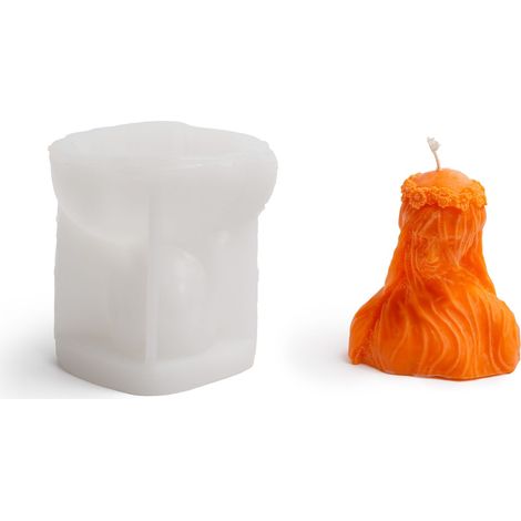 Stampo in silicone per candele a forma di sposa, dimensioni 8,4x6,6x9 cm.