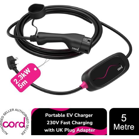Cord Lite 5m Portable EV Charger 230V Fast Charging with UK Plug Adapter (1/5)