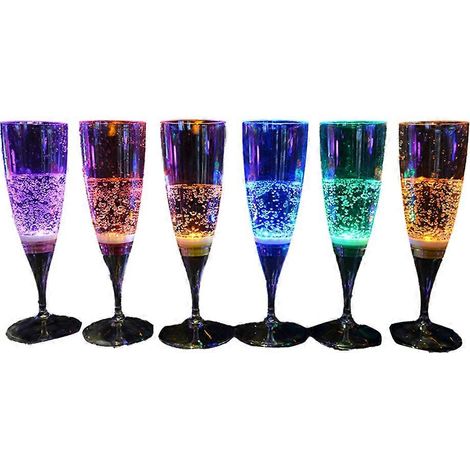Beleuchtete Gläser für Bar, Karaoke, Cocktails (6er-Set), leuchtende Weingläser aus lebensmittelechtem Kunststoff mit LED-Beleuchtung und Batterien. (1/5)