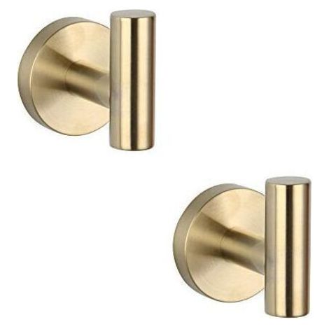 Lot de 2 patères en acier inoxydable SUS 304 doré brossé pour salle de bain (1/3)