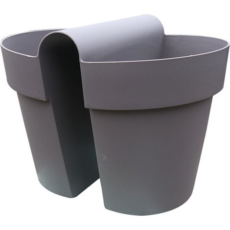 Macetero colgante Gardrail fabricado en resina PP, maceta robusta para oficina y balcón, modelo gris, capacidad 33 cm, 1 unidad. (1/5)