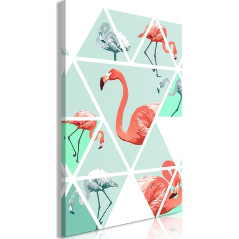 Tableau Imprimé "Geometric Flamingos" 60 x 90 cm (1/2)