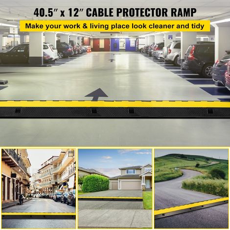 Rampe de Protection de Câble 11 tonnes Rampe de Cache-Câble 3 Canaux Passe Câble Sol Protecteur de Câble Sol Goulotte Passe Câble Couvre Câble Parking Entrepôt Concert Hôtel Scène 103x30x5,5 cm (1/5)