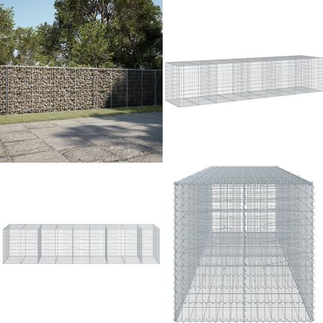 vidaXL Panier gabion avec couvercle 450x100x100 cm fer galvanisé (1/5)