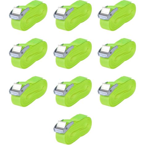 Straps 10 pcs 0.25 Tonnes 5mx25mm Fluorescent Green vidaXL
