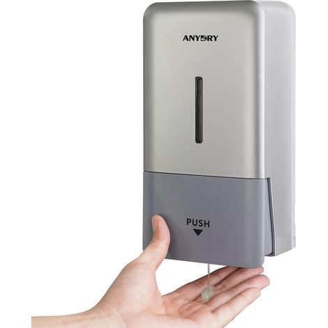 1 Distributeur de savon mural, capacité 800ml, fenêtre visuelle, installation sans perçage, pour salle de bain et cuisine (1/5)