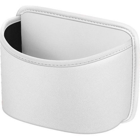 Compartiment de rangement pour voiture - Sac de siège auto multifonctionnel avec clip - Rangement pour objets et poubelle - Pour siège auto, portière et console - Cuir PU résistant - Blanc cassé
