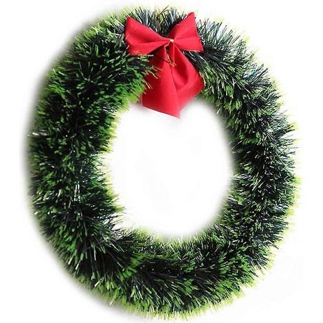 Couronne de Noël, guirlande verte décorative, 2 pièces avec nœud papillon (1/5)