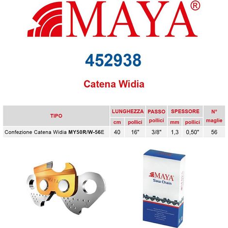 Catena motosega confezionata in Widia LP 3/8" 1.3 mm - .050" 56 maglie con antirimbalzo - 452938