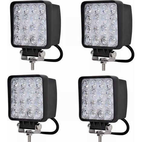 48W Travail Projecteur Lampe LED Voiture Lumière Phare de travail spot Flood pour SUV UTV Offroad lampes de travail tracteur Pelleteuse Camion voiture 4x48W-Fei Yu (1/4)