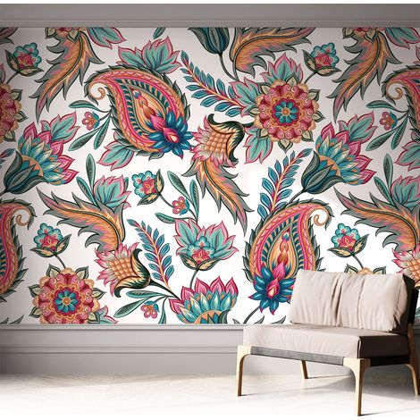 Papier peint autocollant Mural avec colle pour salon et chambre Décoration murale rapide Motif oriental 312x219 cm (1/5)