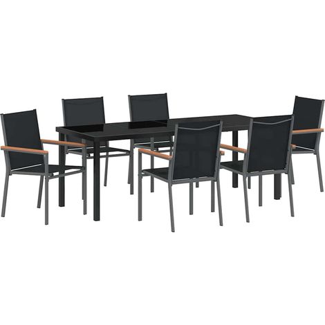 Maison Exclusive - Set da Pranzo per Giardino 7 pcs Nero
