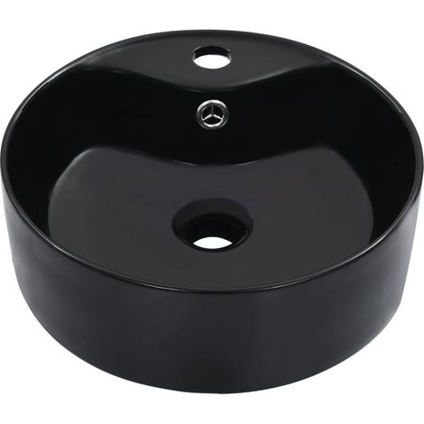 Lavabo avec trop-plein 36x13 cm Céramique Noir (1/5)