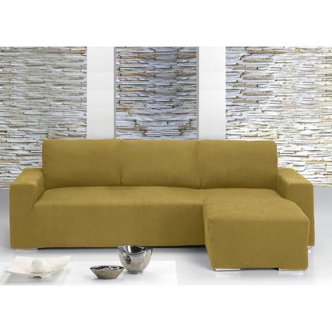 Copridivano Con Penisola Chaise Longue Tinta Unita Oro Mod Capri, misuraDestracoloreOro (1/4)