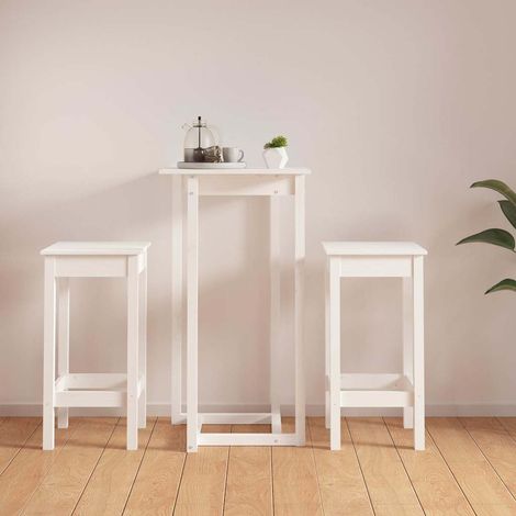vidaXL Ensemble de bar 3 pcs Blanc Bois de pin massif (1/5)