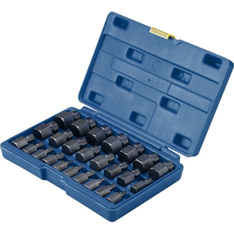 Kit d'extracteurs de vis à cannelures multiples, 25 pièces, outils robustes pour le retrait des goujons et boulons. (1/5)