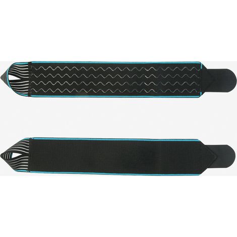 Une paire de sangles de soutien de poignet bleues avec fermetures Velcro, adaptées pour (1/5)