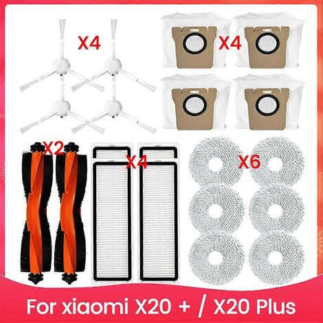 Brosse latérale principale + accessoires de remplacement pour robot aspirateur X20, kit de pièces détachées, balai rotatif de rechange compatible, nettoyage efficace des sols. (1/5)