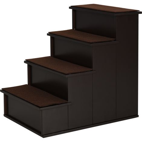 CHICFURN Escalera para perro y gato 40x59x54,2 cm de MDF marrón oscuro, acceso a sofá y cama (1/5)