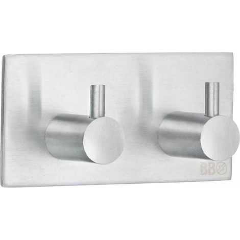 Smedbo Design Doppel Haken in Edelstahl gebürstet, Selbstklebend B1106 (1/2)